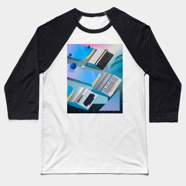 Keyboards Outrun Baseball T-Shirt by Mr.Melville